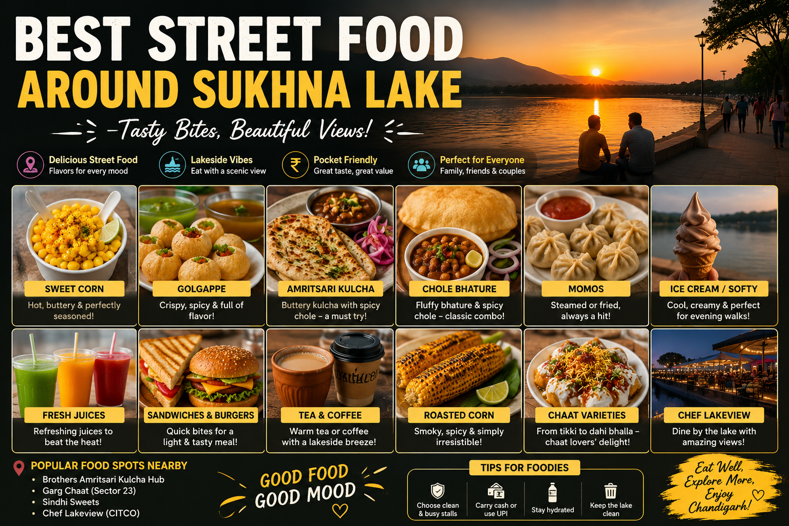 Best Street Food Around Sukhna Lake: A Food Lover’s Guide to Chandigarh’s Tastiest Bites